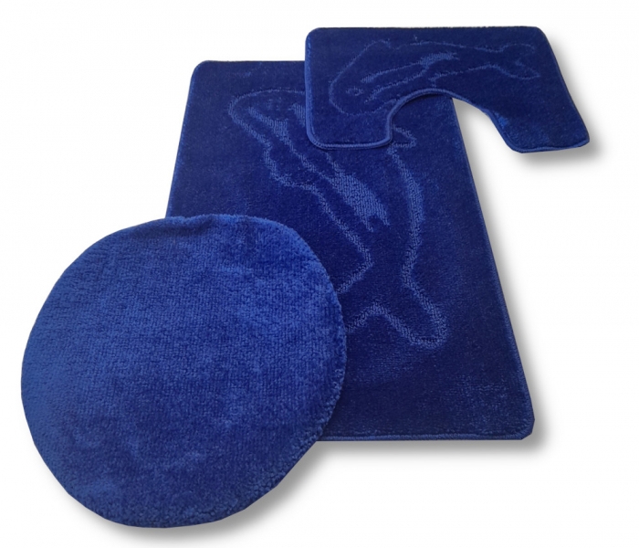 Királykék delfinmintás <br/>3 részes fürdőszoba szőnyeg szett